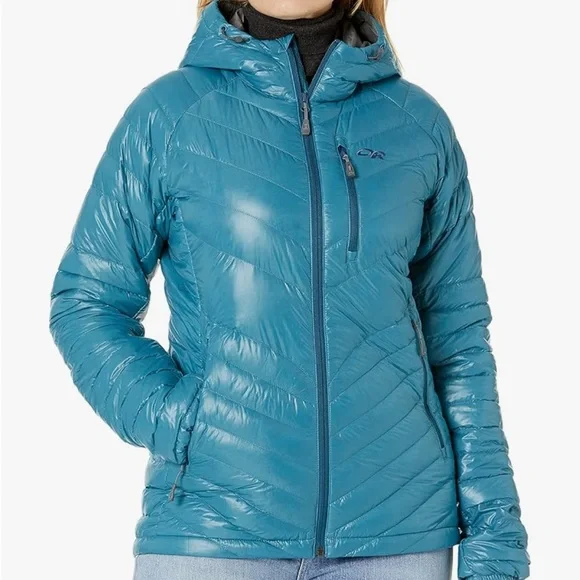 Outdoor Research Illuminate Down Jacket Teal Sz L - Picture 1 of 5